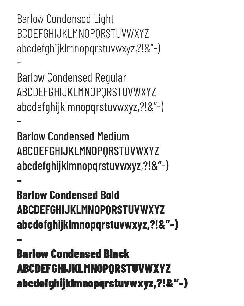 Barlow condensed font sample