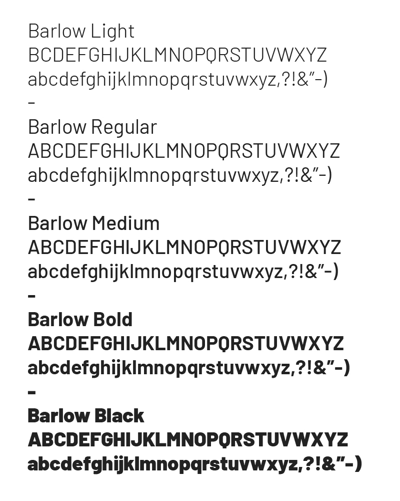 Barlow standard font sample